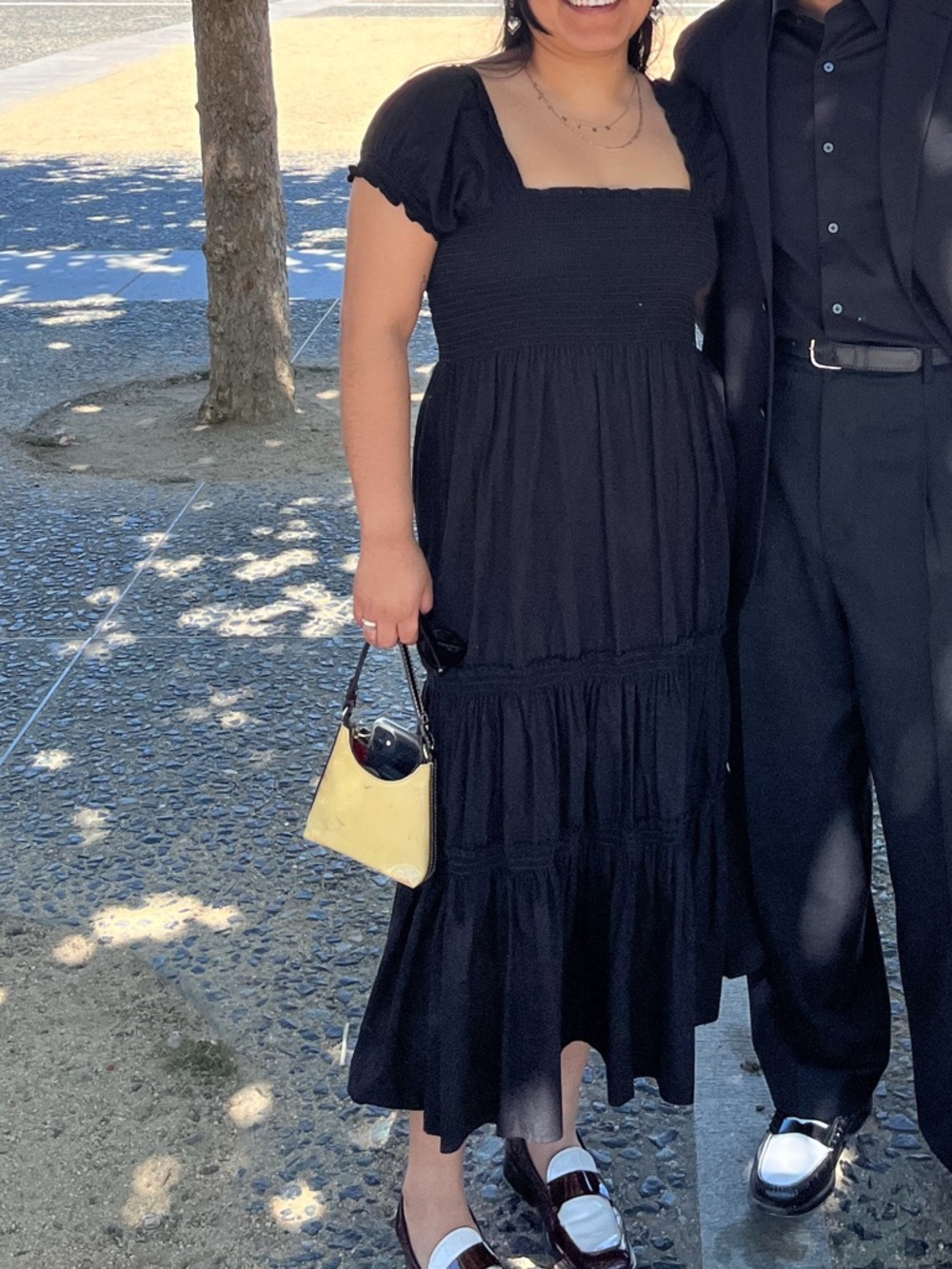 OPT Black square neck puff dress (sz S/M)